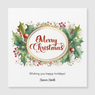 Custom Merry Christmas Script in Gold Floral Frame