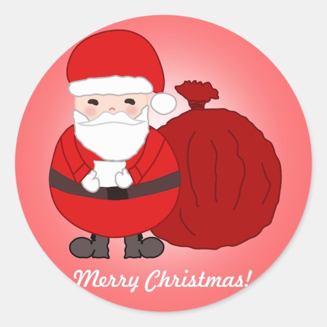 Custom Merry Christmas Stickers With Cute Santa (Front)