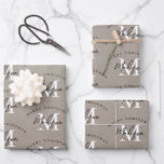 Custom Merry Christmas Vintage Rustic Monogram   Wrapping Paper Sheet<br><div class="desc">A personalized "Merry Christmas" monogram design with a Xmas a vintage brown paper look background. An ideal festive custom design for the holiday season. Customize the monogram and make it your own!</div>