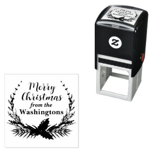 Custom Merry Christmas Wreath Self-Inking Stamp