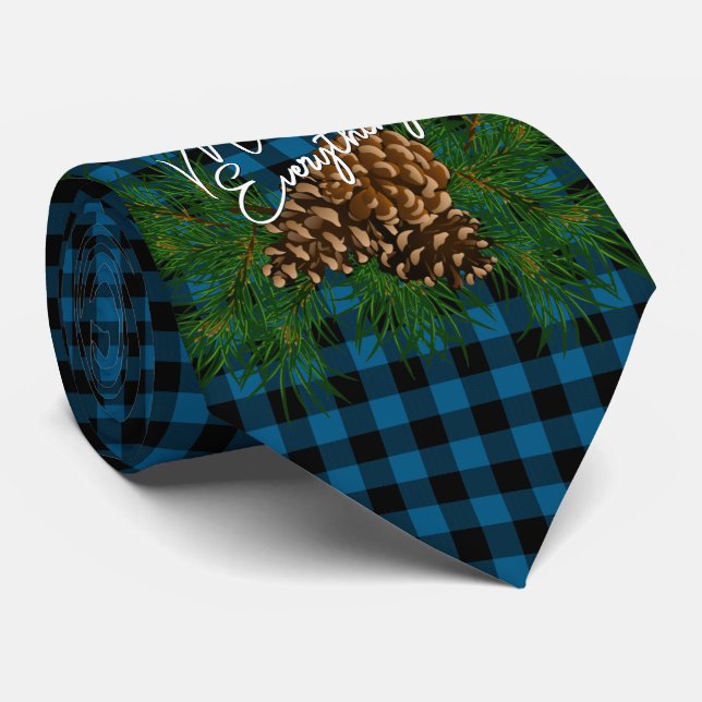 Custom Merry Everything Wish Quote Checks Pattern Tie (Rolled)