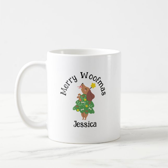 Custom Merry Woofmas Mug – Dog Mom & Dad Christmas (Left)
