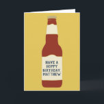 Custom Message Beer Lovers Card<br><div class="desc">This greeting card is ready to be customized with your own message on the front and the inside so you can create the perfect personalized card for birthdays or any occasion. It features an illustration of a brown glass beer bottle on the front against a golden yellow background.</div>