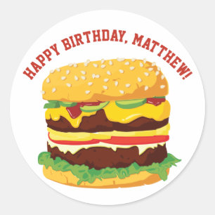 Custom Message Cheeseburger Stickers or Seals
