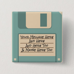 Custom Message Computer Floppy Disc Button