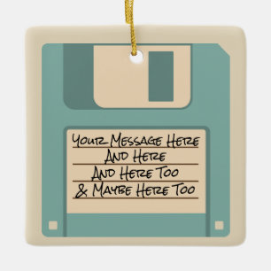 Custom Message Computer Floppy Disc Ornament