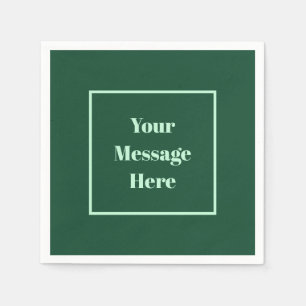 Custom Message Dark Green and Mint Green Party Napkin