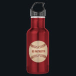 Custom Message Distressed Baseball 532 Ml Water Bottle<br><div class="desc">This water bottle is perfect for toting to little league games and wherever else you go. It features a distressed style illustration of a baseball in cream or ivory white with dark red stitching. It's ready to be personalized with your own custom message in a sporty style dark red typeface....</div>