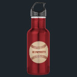 Custom Message Distressed Baseball 532 Ml Water Bottle<br><div class="desc">This water bottle is perfect for toting to little league games and wherever else you go. It features a distressed style illustration of a baseball in cream or ivory white with dark red stitching. It's ready to be personalized with your own custom message in a sporty style dark red typeface....</div>