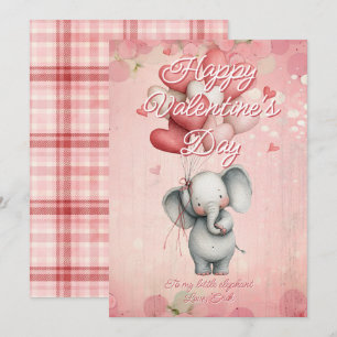 Custom Message Elephant Animal Valentines Day Holiday Card