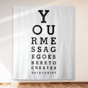 Custom Message Fun Eye Sight Test Photo Backdrop Tapestry