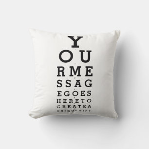 Custom Message Fun Eyesight Test Black And White Throw Pillow