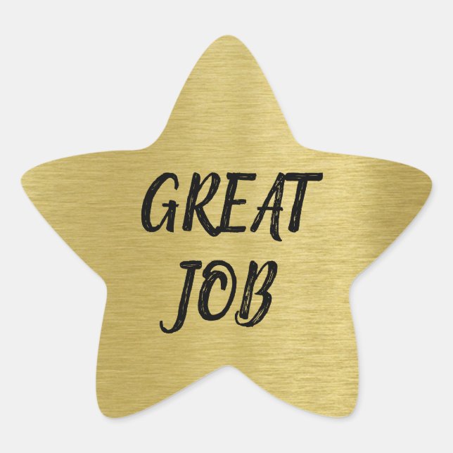 Custom Message Gold Star with Gold Glitter Texture Star Sticker (Front)