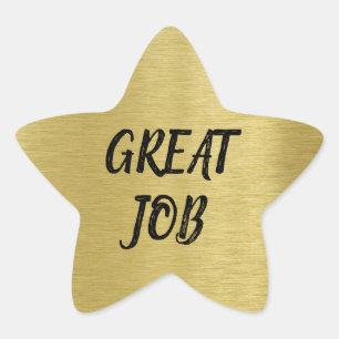 Custom Message Gold Star with Gold Glitter Texture Star Sticker