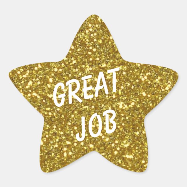 Custom Message Gold Star with Gold Glitter Texture Sticker (Front)