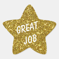 Custom Message Gold Star with Gold Glitter Texture
