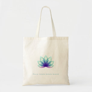 Custom Message Green Blue Lotus Flower  Tote Bag