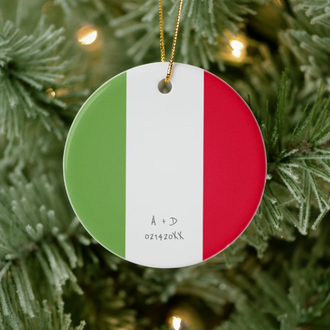 Custom Message Italy Flag Ceramic Ornament (Tree)