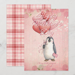 Custom Message Penguin Animal Valentines Day Holiday Card