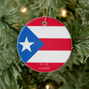 Custom Message Puerto Rico Flag Ceramic Ornament