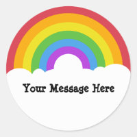 Custom Message Round Rainbow and Clouds
