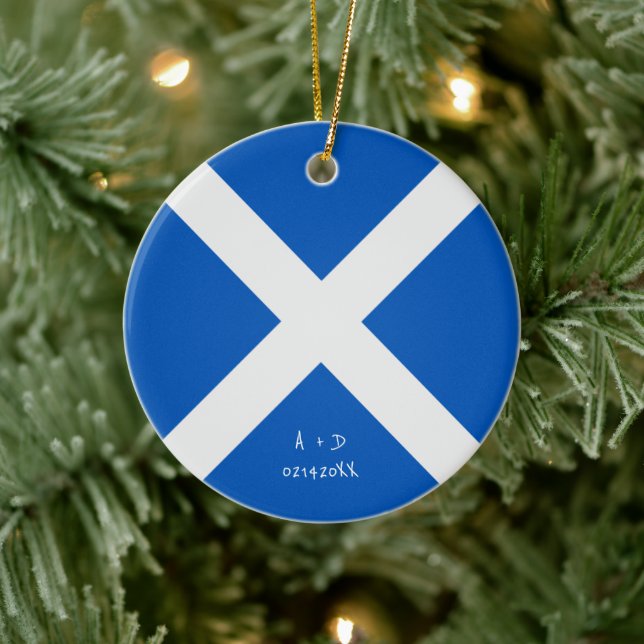 Custom Message Scotland Flag Ceramic Ornament (Tree)