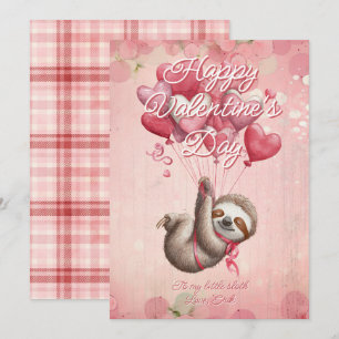 Custom Message Sloth Animal Valentines Day Holiday Card