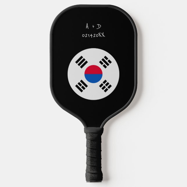 Custom Message South Korea Flag Pickleball Paddle (Front)