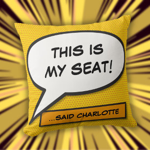 Custom Message Speech Bubble Fun Comic Book Throw Pillow