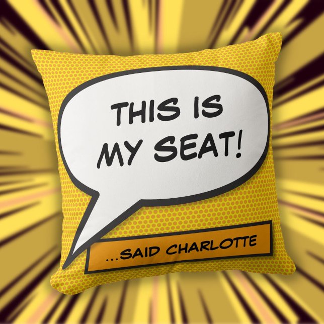 Custom Message Speech Bubble Fun Comic Book Throw Pillow (Custom Message Speech Bubble Fun Comic Book Throw Pillow)