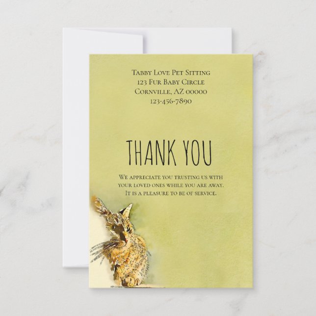 Custom Message Tabby Watercolor Art Card (Front)