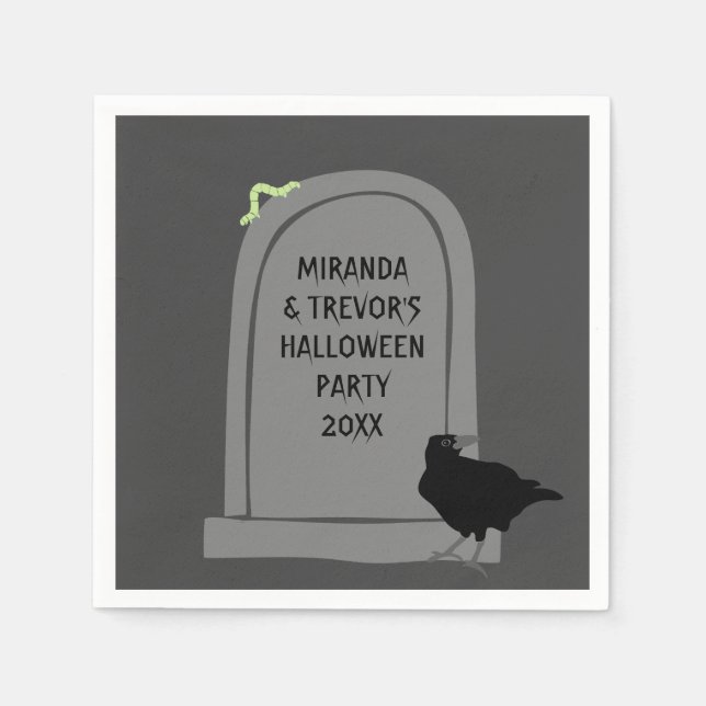 Custom Message Tombstone Headstone Halloween Party Napkin (Front)