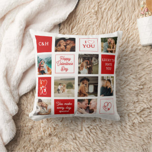 Custom Messages Husband 9 Photo Valentine's Day Throw Pillow