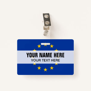 Custom metal clip badge with European Union flag