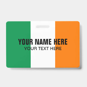 Custom metal clip badge with Irish flag logo