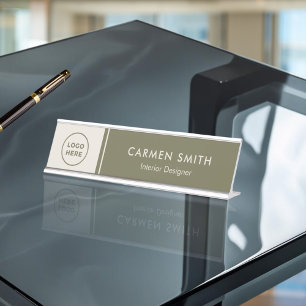 Custom metal desk Executive Green Desk Nameplate