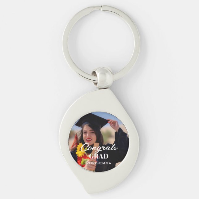 Custom Metal Graduation Photo Keychain (Front)