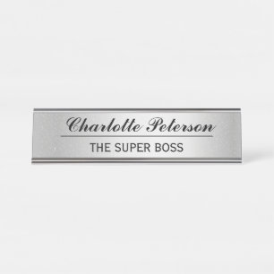 Custom Metal Silver Funny Desk Name Plate