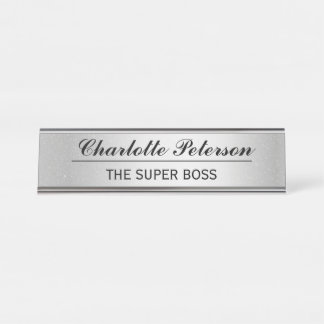 Custom Metal Silver Funny Desk Name Plate