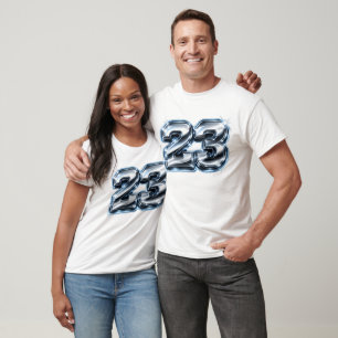 Custom Metallic Blue 3D Foil Balloon Number 23 T-S T-Shirt