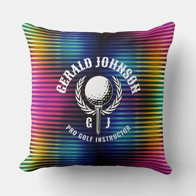 Custom Metallic Colorful Golf Monogram Design Thro Throw Pillow (Front)