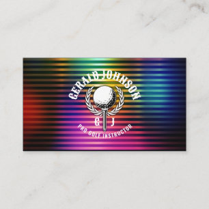 Custom Metallic Colourful Golf Monogram Design Business Card