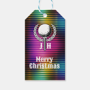 Custom Metallic Colourful Golf Monogram Design Gift Tags
