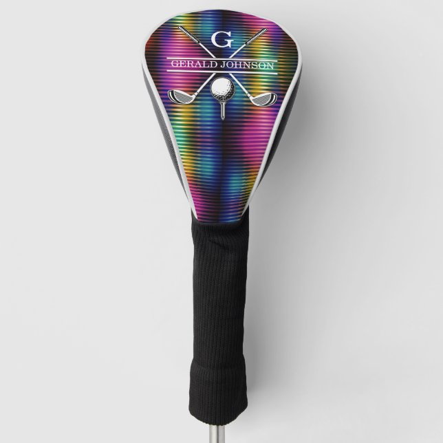 Custom Metallic Colourful Golf Monogram Design Golf Head Cover (Front)