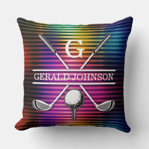 Custom Metallic Colourful Golf Monogram Design Thr Throw Pillow