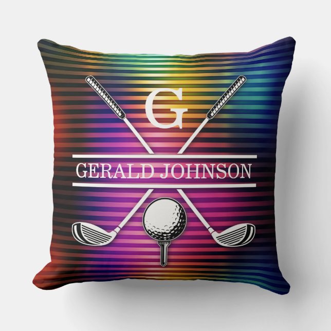 Custom Metallic Colourful Golf Monogram Design Thr Throw Pillow (Front)