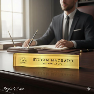 Custom Metallic Gold Name Plate for Lawyers