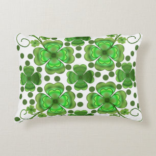 Custom Metallic Green Clover & Swirl Pattern  Accent Pillow