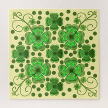 Custom Metallic Green Clover & Swirl Pattern 
