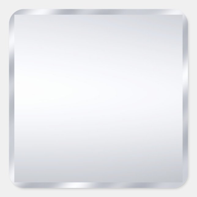 Custom Metallic Silver Black Blank Template Square Sticker (Front)
